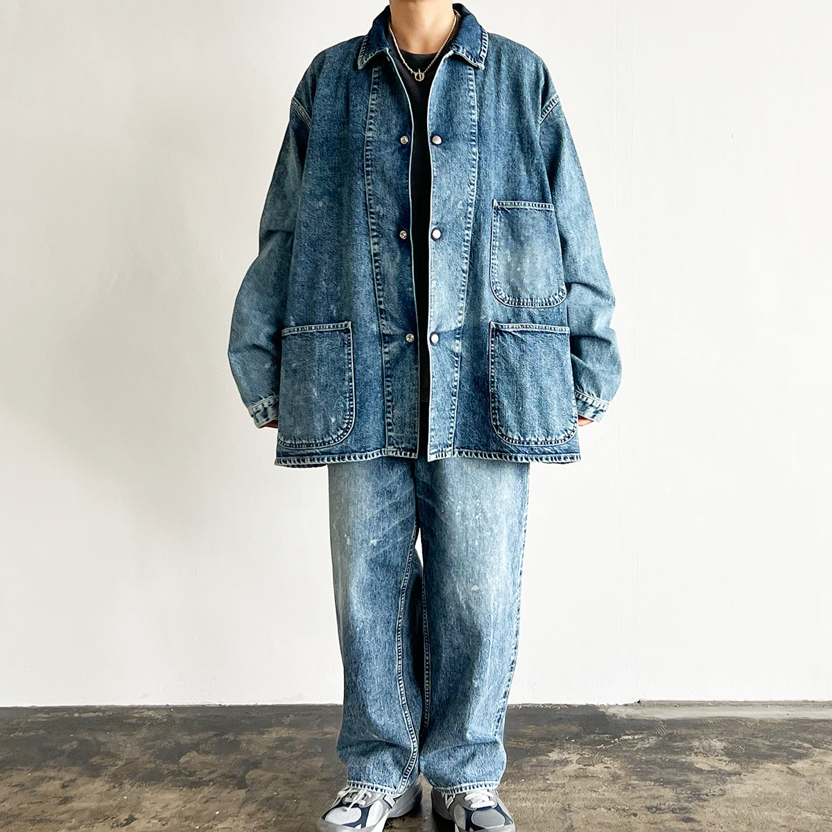 COVERALLS JACKET INDIGO DENIM (ACID WASH) D32500-1