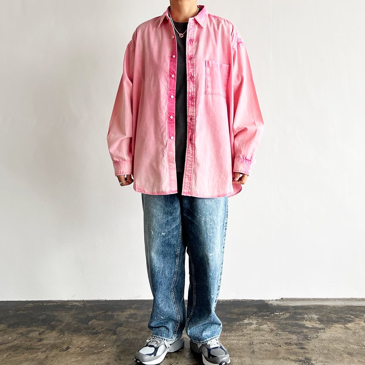 OVER-SIZED OXFORD SHIRT (PINK) D32504 - 521