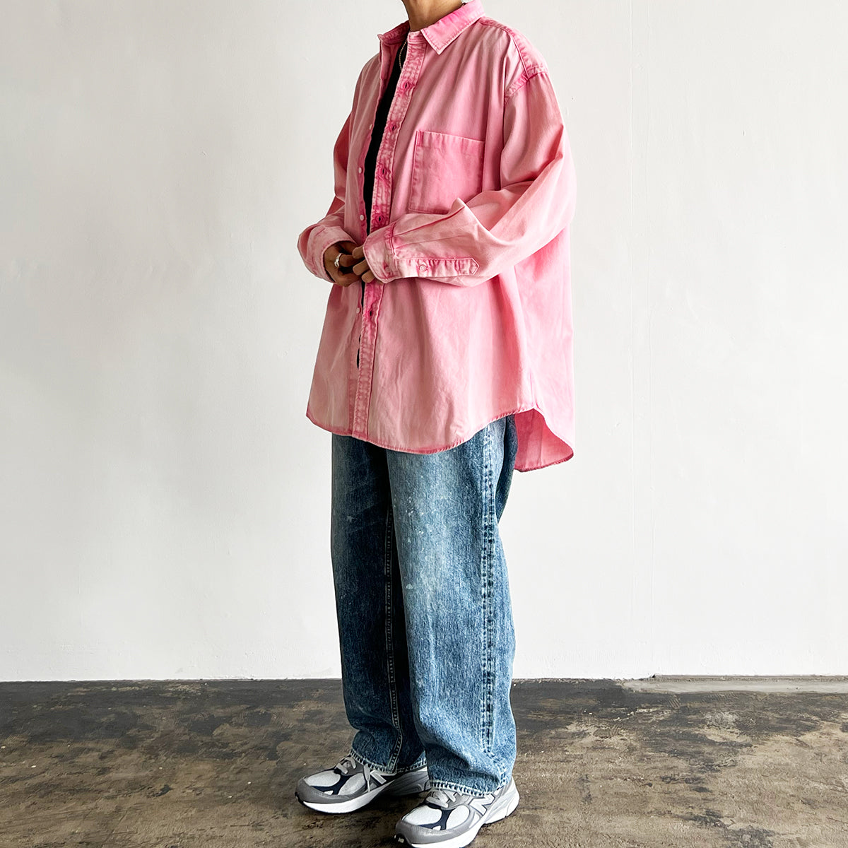 OVER-SIZED OXFORD SHIRT (PINK) D32504 - 521